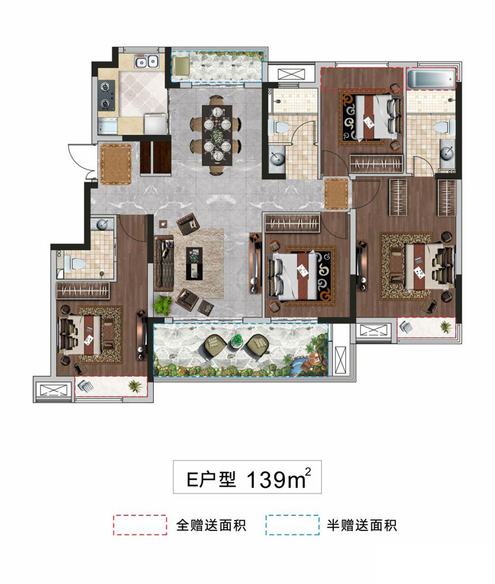 荆州沙市区楚天都市&middot;润园E户型