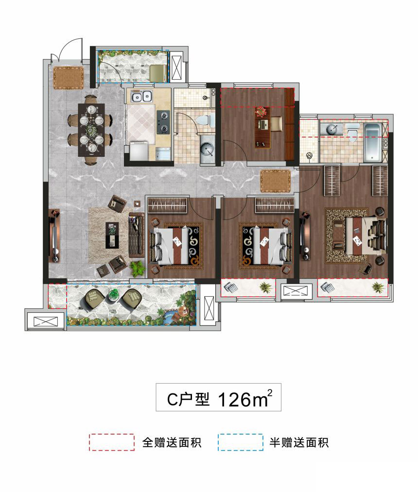 荆州沙市区楚天都市&middot;润园C户型
