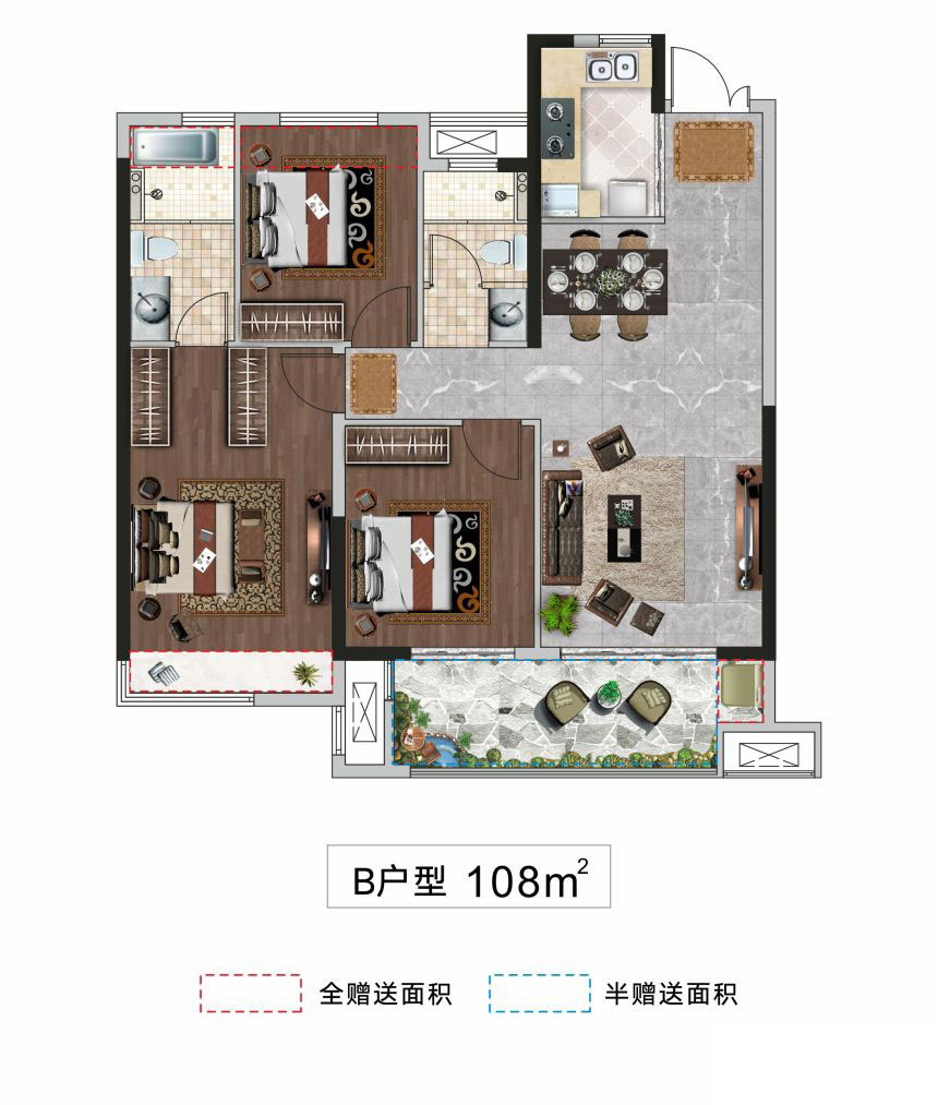 荆州沙市区楚天都市&middot;润园B户型