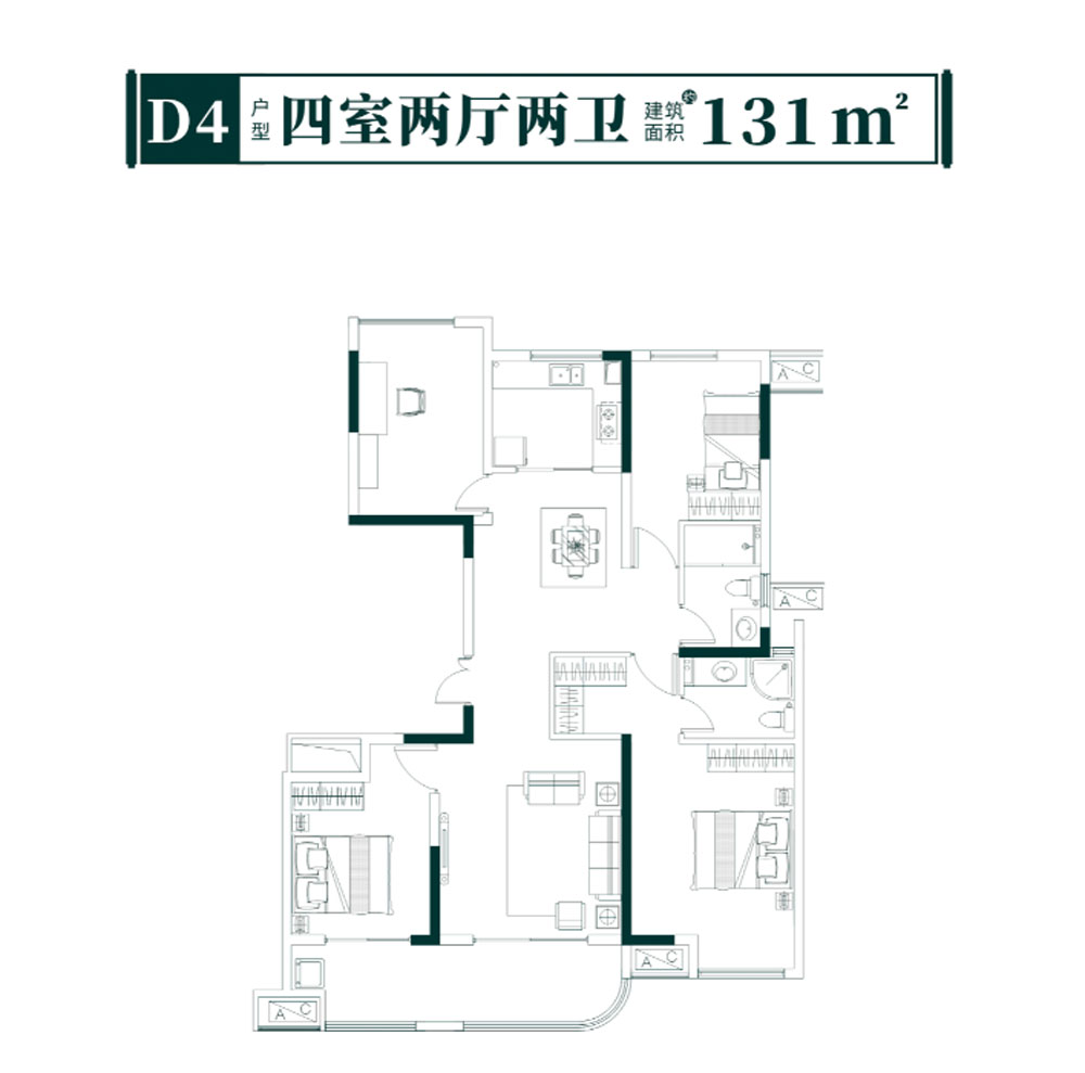 荆州荆州区楚天都市&middot;信园D4户型