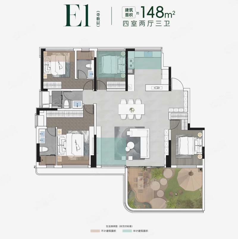宜昌西陵区招商林屿境E1户型