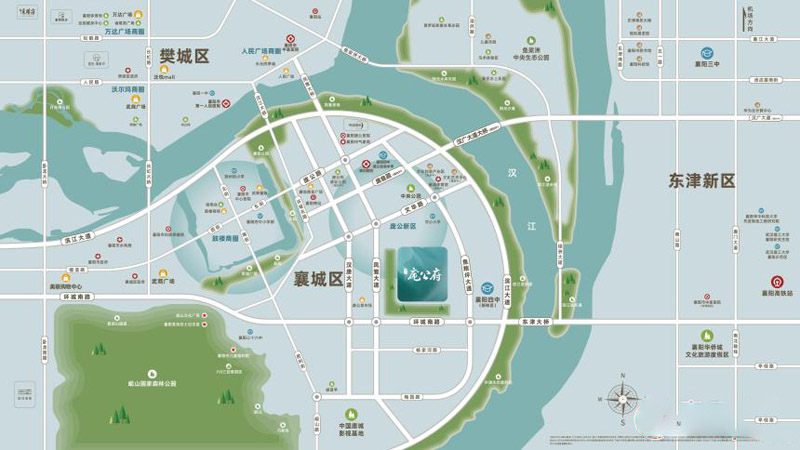 襄阳襄城区国投庞公府区位图