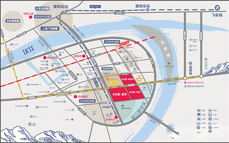 襄阳襄城区冠通水云墅区位图