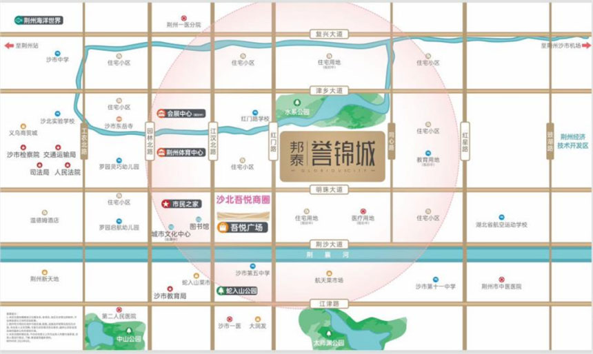 荆州沙市区邦泰誉锦城区位图