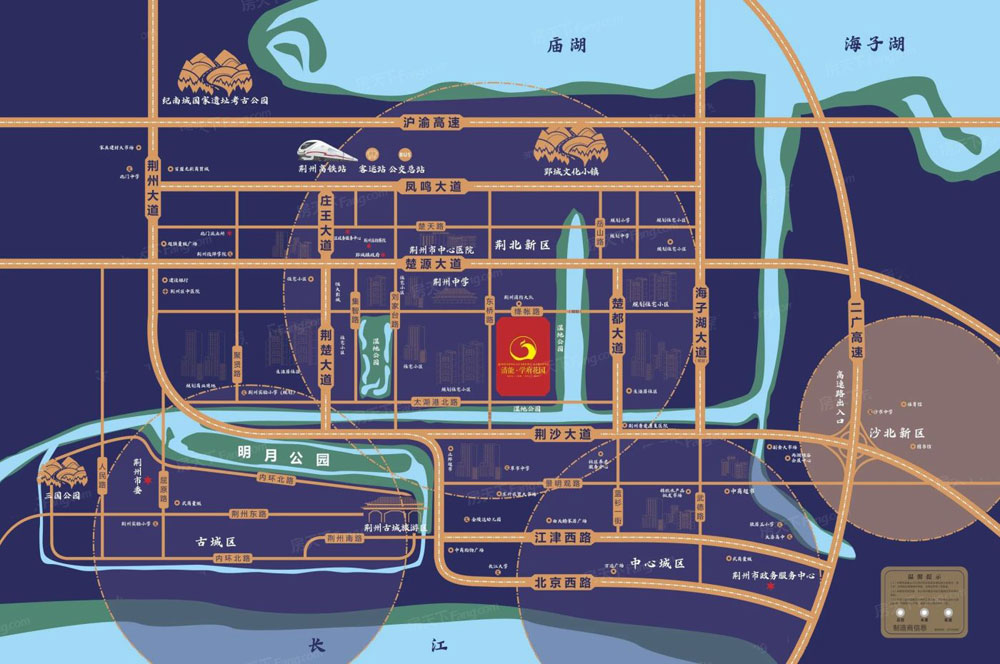 荆州荆州区学府花园区位图