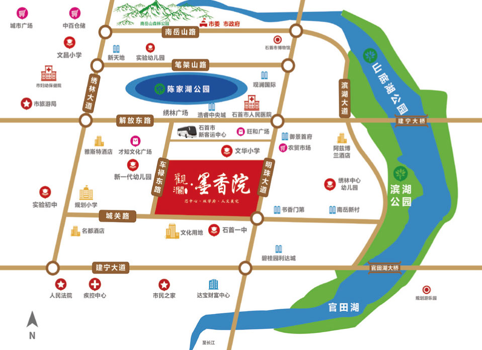 石首市观澜&middot;墨香院区位图